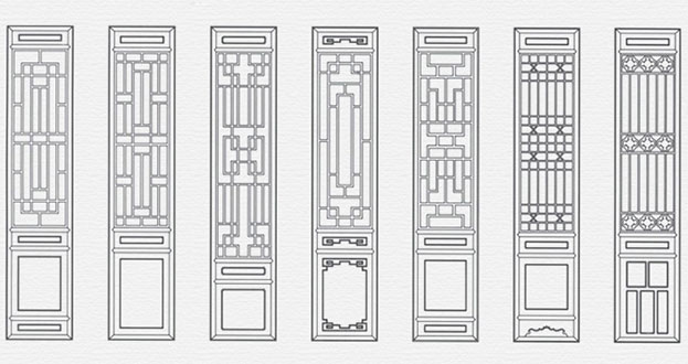 商都常用中式仿古花窗图案隔断设计图